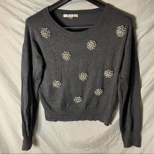 boston proper gray sweater with Diamond jewel embellishments size M.